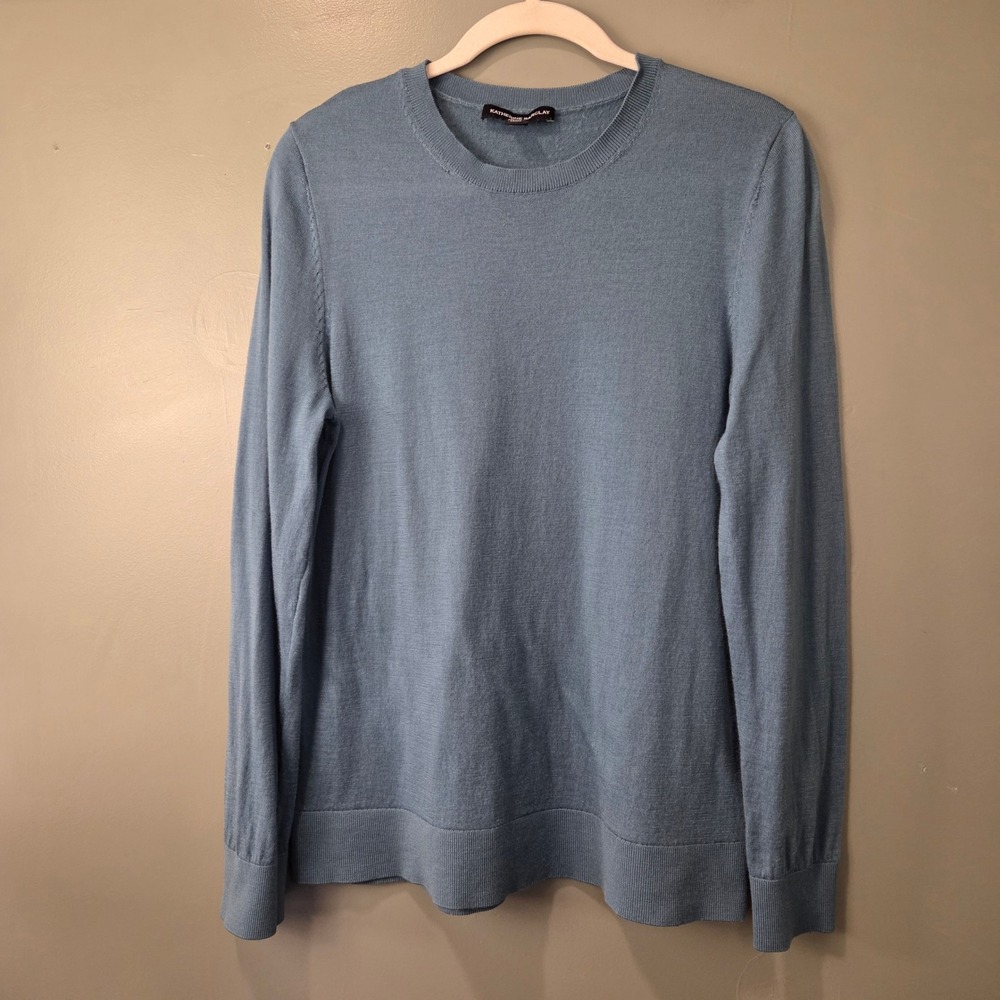 Katherine Barclay Women's 100% Merino Wool Pullover Sweater Blue Size L